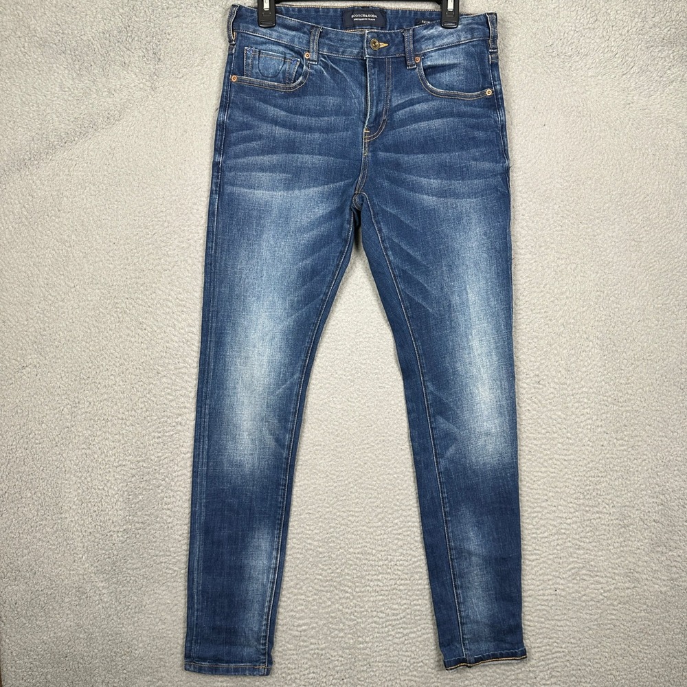 Scotch Soda Jeans Mens 30x34 Skim Blue Amsterdam Blauw Slim Stretch Denim EUC